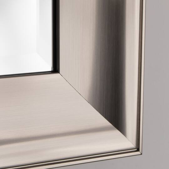 Head West Brushed Nickel Framed Beveled Accent Vanity Mirror